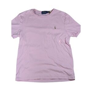 Polo Ralph Laruen Men's Medium Pink Crew Neck‎ T Shirt Cotton Slim Fit Pony Logo